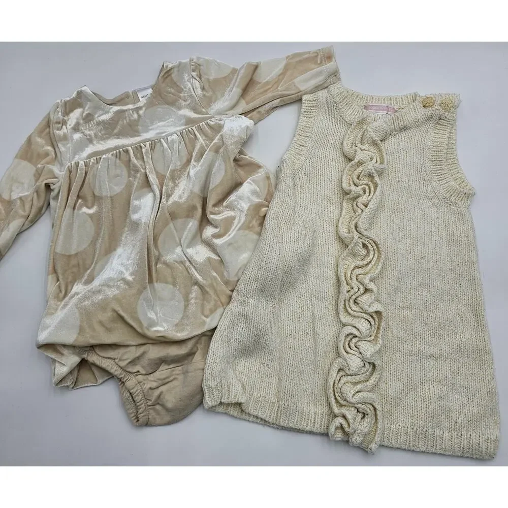 2 Gap/Old Navy Girl's Size 3-6M Cream Dresses